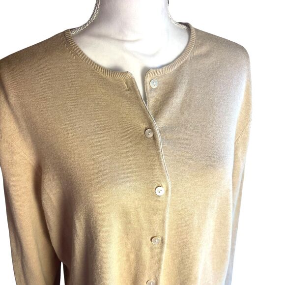 Lands End Womens Cardigan Sweater Sz XL Beige Long Sleeves Button Up Casual Work - Picture 5 of 16
